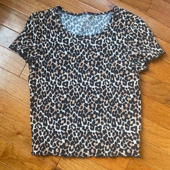 cheetah print ribbed baby tee - Picture 1 of 1
